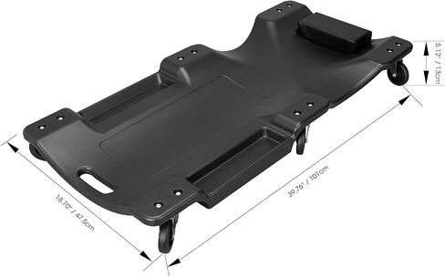 BIG RED ATRP6240BR Blow Molded Plastic Rolling Garage/Shop Creeper: 40" Mechanic Cart with Padded Headrest and 6 Casters, 280 LBS, Black in Saudi Arabia