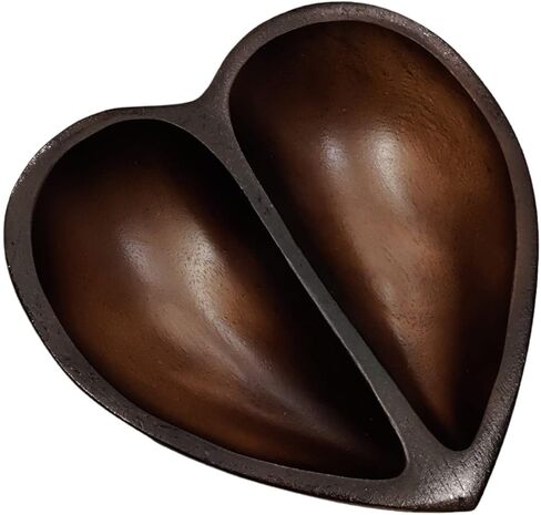 6" Heart Shaped Bowl - Functional and Collectible Bowl - Handcrafted Wooden Bowl for Serving Nuts Desserts Fruits or Accent Decor Gift for Any Occasion - 6", Freckles Brown & Black in Saudi Arabia