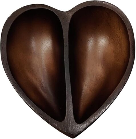 6" Heart Shaped Bowl - Functional and Collectible Bowl - Handcrafted Wooden Bowl for Serving Nuts Desserts Fruits or Accent Decor Gift for Any Occasion - 6", Freckles Brown & Black in Saudi Arabia