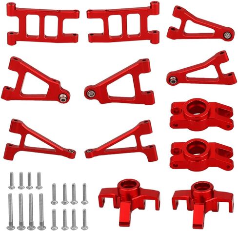 Aluminum Front Rear Swing Arm & Steering Knuckle C-Hub Kit Compatible with 1/14 MJX Hyper Go 14301 14302 14303 RC Upgrade Parts (red) in Kuwait