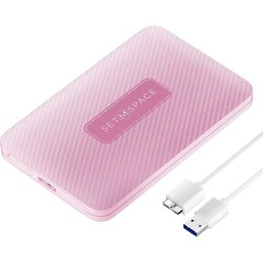 حاوية SATA 2.5 [خالية من الأدوات] حاوية محرك الأقراص الصلبة الخارجية SETMSPACE 2.5، حاوية SSD 2.5 SSD من نسيج ألياف الكربون، حاوية محرك الأقراص الصلبة 2.5 مع كابل USB-A، حاوية 2.5 لـ 7-9.5 مم SSD/HDD - أسود