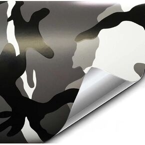 VViViD Vinyl Camouflage Pattern Wrap Air-Release Adhesive Film Sheets (1ft x 5ft, Snow Camo)