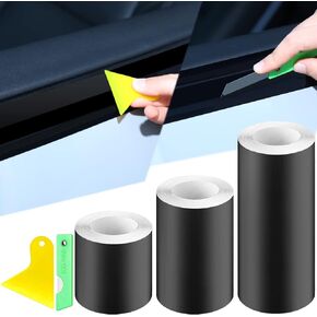 Marsui 3 Rolls 67 ft Matte Black Vinyl Wrap for Car, Matte Black Vinyl Wrap Kit with Tools Matte Adhesive Vinyl Tape for Chrome Delete Window Door Protector, 2 Inx32.8 Ft, 2.8 Inx16.4 Ft, 4 Inx16.4 ft