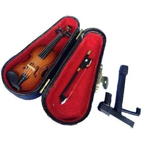 Mini Violin Model Decorative Ornament Mini Musical Instrument with bow & stand (10cm)