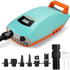 Swonder Seawolf Paddle Board Pump w/ 10000mAh Battery Powered, 30% Faster 20 PSI SUP Electric Air Pump w/Dual Cylinders, Dual Stage, Active Cooling System for Inflatable Paddleboard, Kayak