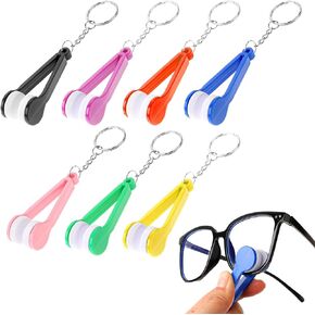 7 Pcs Glasses Cleaner Tool, Mini Sun Glasses Eyeglass Microfiber Spectacles Cleaner with Keychain, Soft Cleaning Cloth Clip for Sunglasses, Eye Glasses Lens Surface Cleaner (7 Colors)