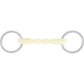 Mullen Shaped Loose Ring Bit - Apple Scented Durable Stainless Steel Rings Soft Polymer Middle Horse Riding Tack Mild Snaffle Mouthpiece Bit