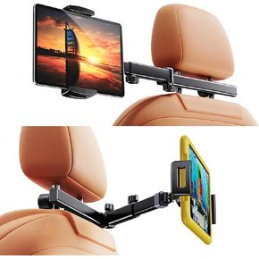 Tablet Holder for Car Backseat, [ Extension Arm] Car Headrest Mount Back Seat for Kids Adults, Tablet Stand for Car Rear Facing Road Trip Essentials for 4.7-12.9" Devices, for iPad Pro/Air Mini