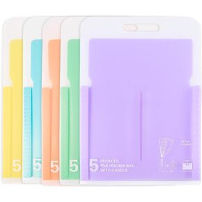 Vertical File Folder Expanding Accordion Folder with 5 Pockets Multi Pocket File Organizer A4 Letter Size for Easy Backpack Access(5 Pack Colorful)