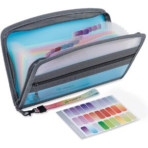 NAFY Small Accordian File Organizer, A5 Check Size 13 Pockets Coupon Receipt Holder Organizer with Zipper, 11X7 Inches Accordion Expanding Folder Wallet for Coupon, Receipt, Bills, Cash(Black)