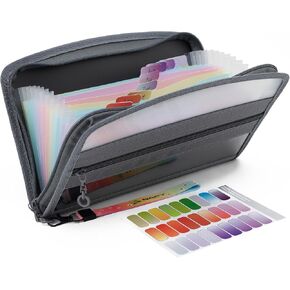 NAFY Small Accordian File Organizer, A5 Check Size 13 Pockets Coupon Receipt Holder Organizer with Zipper, 11X7 Inches Accordion Expanding Folder Wallet for Coupon, Receipt, Bills, Cash(Black) in Kuwait