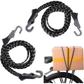 حبل مرن للدراجة، قطعتان من حزام الدراجة المطاطي، حزام أمتعة قابل للتعديل مع خطافات، حزام خوذة مرن أسود لأحمال التخييم على الدراجات المنزلية in Kuwait