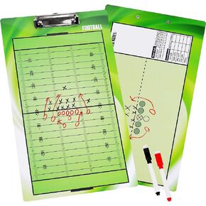 BETTERLINE Football Coaching Board Double-Sided Dry-Erase Clipboard for American Football Coaches - Comes with 2 Erasable Pens