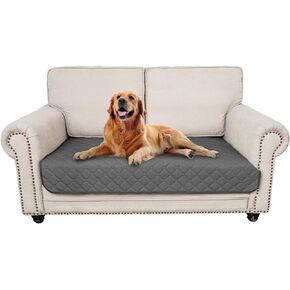 Ameritex Waterproof Dog Couch Cover Faux Leather with Anti-Slip Back New Pattern Pet Bed Cover Furniture Couch Sofa Car Seat Cover for Puppy Kids Cream