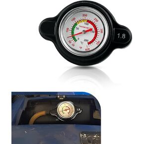 Pack-1 Car Measurable Temperature Water Tank Cover, Readings Clearly Indicated High-pressure Radiator Cap, 1.8 Bar Leakproof Fuel Tank Cap, Universal Water Tank Cap Spec for Car (Black)