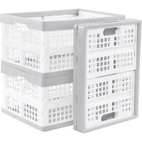 Cinkyou 3-Pack Plastic Collapsible Storage Crates, 15 L Folding Storage Crate