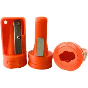 3 عبوات من مبراة أقلام نجار لملحقات حزام الأدوات - مبراة أقلام البناء اليدوية شديدة التحمل للنجارة وأعمال النجارة - بلاستيك وفولاذ متين، حجر حفظ - برتقالي عالي الوضوح in Kuwait