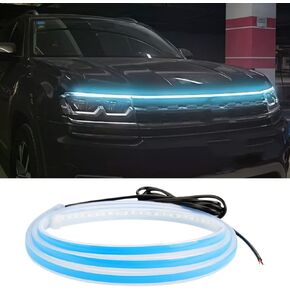 Dynamic Car Hood Light Strip, 59 Inches Exterior Car Strip Lights Flexible Headlights Waterproof Daytime Running LED Hood Strip Lights for Cars, Trucks(Ice Blue)