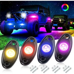 6Pods RGB Led Rock Lights, Automotive Neon Accent Light Kits Aluminium Housing Waterproof Strobe Rock Lights for Trucks, Motorbikes, Boats, ATVs, UTVs