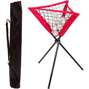 Trademark Innovations Portable Batting Ball Caddy with Carry Bag for Baseball & Softball Practice,Red