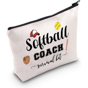 TSOTMO Softball Zipper Pouch Softball Coach Makeup Bag Softball Team Coach Gift Best Softball Coach Ever Gift For Female Coach Softball Coach Survival Kit Bag (Softball Coach)