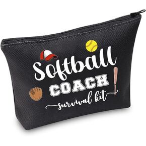 TSOTMO Softball Zipper Pouch Softball Coach Makeup Bag Softball Team Coach Gift Best Softball Coach Ever Gift For Female Coach Softball Coach Survival Kit Bag (Softball Coach)