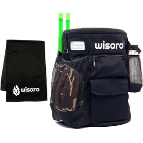 WISARO | New Baseball Bucket Cover Organizer - Black, Fits 6 Gal Bucket, Padded Seat - Complete with Microfiber Cooling Towel