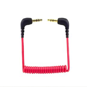 for DJI Mic Camera Audio Cable 3.5mm TRS, Dual 3.5mm TRS Male Coiled Right Angle Audio Cord Adapter for DJI Mic 1/2 for VLOG