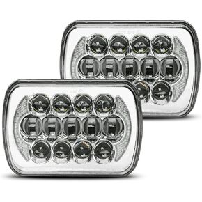 LX-LIGHT (Pair 5''x7'' 6''x7'' High Low Beam Led Headlights Compatible with Jeep Wrangler YJ Cherokee XJ H6054 H5054 H6054LL 69822 6052 6053 with Angel Eyes DRL (Black 105w)