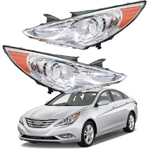 Headlights Headlamp Replacement for 2011-2014 Hyundai Sonata Projector Headlight Clear Lens Amber Corner Pair Left and Right Side