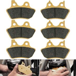 Brake Pads Heavy-duty Ceramics for Harley Davidson 2000-2007 Touring Flhtcu-i Electra Glide Ultra, 2 Front + 1 Rear Replacement Brake Pads Set