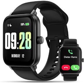 Smart Watch, 1.85" Touch Screen Smartwatch with Alexa Built-in IP68 Waterproof, Fitness Tracker with 100 Sports Modes Heart Rate/SpO2/Stress/Sleep Monitor for Men and Women