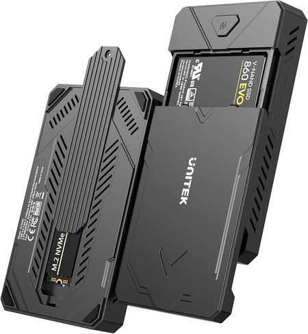 حاوية Unitek M.2 NVMe SSD USB C 3.2 10Gbps UASP Trim Pcie محول القرص الصلب/قارئ خارجي من النوع C SATA يدعم حجم المفاتيح M 2242 /2260/2280 SSD ومحرك أقراص الحالة الصلبة SATA 2.5 بوصة in Saudi Arabia