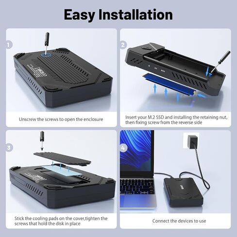 حاوية Unitek M.2 NVMe SSD USB C 3.2 10Gbps UASP Trim Pcie محول القرص الصلب/قارئ خارجي من النوع C SATA يدعم حجم المفاتيح M 2242 /2260/2280 SSD ومحرك أقراص الحالة الصلبة SATA 2.5 بوصة in Saudi Arabia
