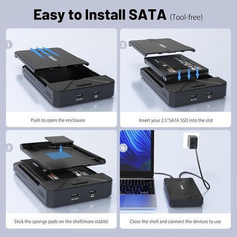 حاوية Unitek M.2 NVMe SSD USB C 3.2 10Gbps UASP Trim Pcie محول القرص الصلب/قارئ خارجي من النوع C SATA يدعم حجم المفاتيح M 2242 /2260/2280 SSD ومحرك أقراص الحالة الصلبة SATA 2.5 بوصة in Saudi Arabia