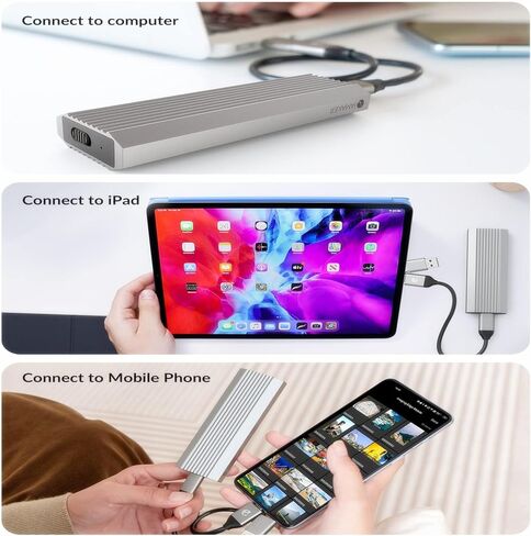 حاوية M.2 NVME SSD، حاوية USB 3.2 Gen 2 10 جيجابت في الثانية خالية من الأدوات M.2 SSD، حافظة M.2 NVMe SSD خارجية من الألومنيوم، تدعم UASP Trim لـ PCIe M-Key/B+M Key 2230/2242/2260/2280 (حتى 4 تيرابايت) in Kuwait