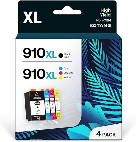 910XL Ink Cartridges Combo Pack Compatible for HP 910 XL Work with HP OfficeJet 8010 8015 8018 8022 OfficeJet Pro 8020 8025 8028 8035 (Black, Cyan, Magenta, Yellow, 4 Pack) in Kuwait