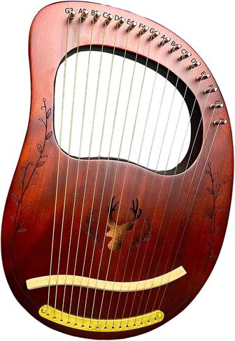 Lyre Harp، 16 خيطًا معدنيًا، جسم الماهوجني بالكامل مصنوع بدون وصلات، أداة سهلة الحمل، مع أوتار احتياطية، حقيبة، مختارات، رافعة ضبط، دليل الموسيقى (لون السجل) in Saudi Arabia