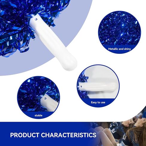 30 قطعة من كرات التشجيع من رقائق معدنية معدنية مع مقبض بلاستيكي، كرات تشجيع باللون الأزرق والفضي لفريق الرياضة والحفلات الراقصة in Kuwait