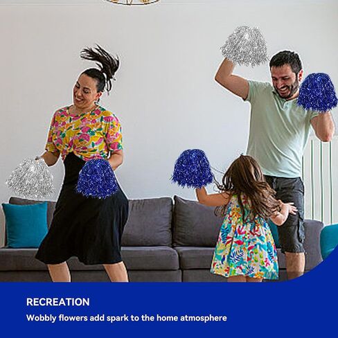 30 قطعة من كرات التشجيع من رقائق معدنية معدنية مع مقبض بلاستيكي، كرات تشجيع باللون الأزرق والفضي لفريق الرياضة والحفلات الراقصة in Kuwait