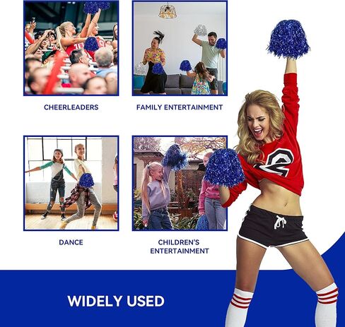 30 قطعة من كرات التشجيع من رقائق معدنية معدنية مع مقبض بلاستيكي، كرات تشجيع باللون الأزرق والفضي لفريق الرياضة والحفلات الراقصة in Kuwait