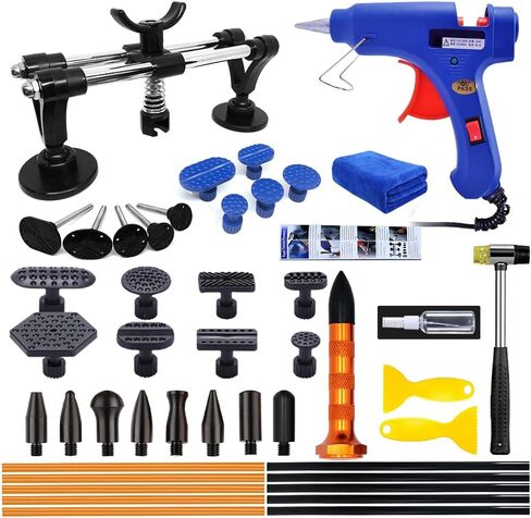 أداة سحب دنت - مجموعة إزالة انبعاجات السيارة، طقم إصلاح دنت بدون طلاء مع أداة سحب دنت جسر مزدوج القطب لإزالة الانبعاجات تلقائيًا وضربات الأبواب وتلف برد السيارة in Kuwait