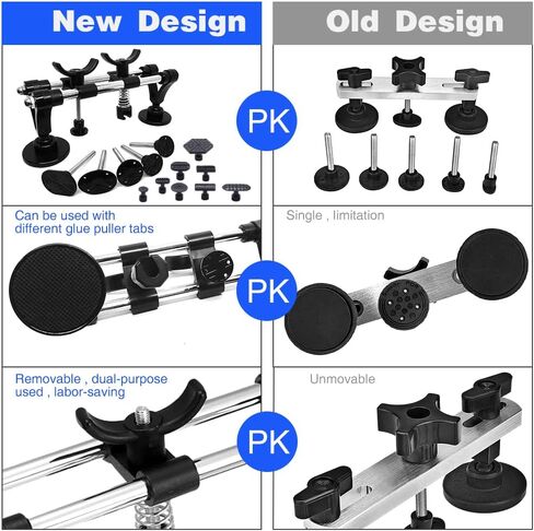 أداة سحب دنت - مجموعة إزالة انبعاجات السيارة، طقم إصلاح دنت بدون طلاء مع أداة سحب دنت جسر مزدوج القطب لإزالة الانبعاجات تلقائيًا وضربات الأبواب وتلف برد السيارة in Kuwait