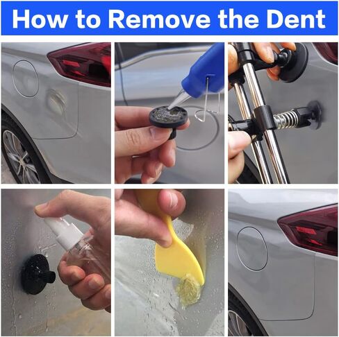أداة سحب دنت - مجموعة إزالة انبعاجات السيارة، طقم إصلاح دنت بدون طلاء مع أداة سحب دنت جسر مزدوج القطب لإزالة الانبعاجات تلقائيًا وضربات الأبواب وتلف برد السيارة in Kuwait