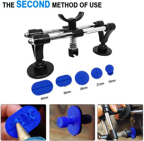 أداة سحب دنت - مجموعة إزالة انبعاجات السيارة، طقم إصلاح دنت بدون طلاء مع أداة سحب دنت جسر مزدوج القطب لإزالة الانبعاجات تلقائيًا وضربات الأبواب وتلف برد السيارة in Kuwait