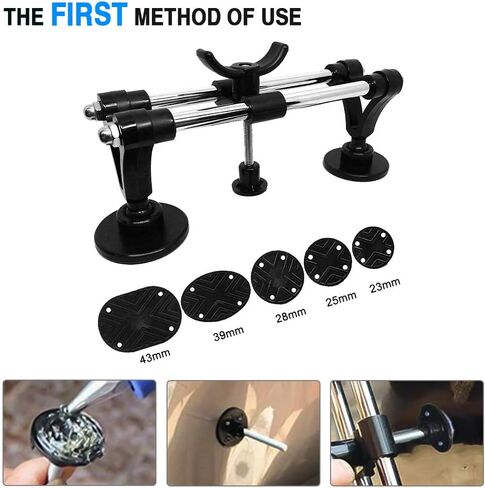 أداة سحب دنت - مجموعة إزالة انبعاجات السيارة، طقم إصلاح دنت بدون طلاء مع أداة سحب دنت جسر مزدوج القطب لإزالة الانبعاجات تلقائيًا وضربات الأبواب وتلف برد السيارة in Kuwait