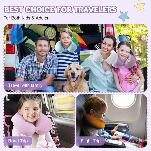 Travel Pillow for Kids Adult Cute Neck Pillow for Traveling Memory Foam Airplane Pillow with Sleep Mask Animal Flight Pillow Head Rest Neck Support for Cars Long Flights in Saudi Arabia