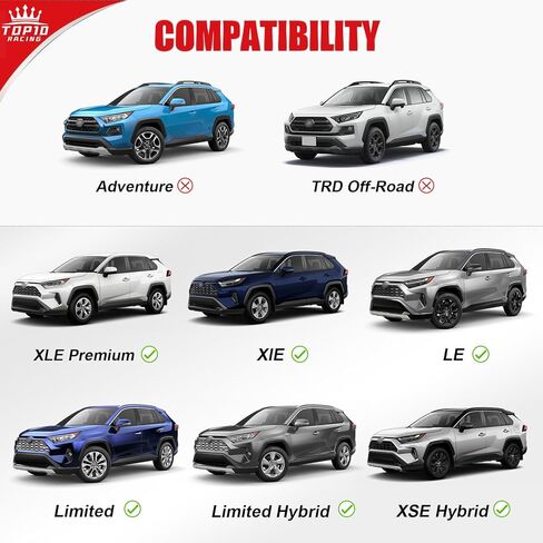 قضبان متقاطعة لحامل السقف شديدة التحمل بوزن 260 رطل متوافقة مع Toyota RAV4 2019-2024 LE XLE XSE المحدودة من الألومنيوم الهجين العارضة المضادة للسرقة آلية قفل معدنية سوداء in Kuwait
