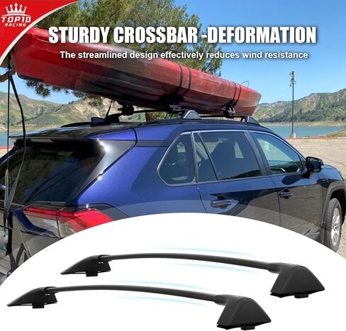 قضبان متقاطعة لحامل السقف شديدة التحمل بوزن 260 رطل متوافقة مع Toyota RAV4 2019-2024 LE XLE XSE المحدودة من الألومنيوم الهجين العارضة المضادة للسرقة آلية قفل معدنية سوداء in Kuwait