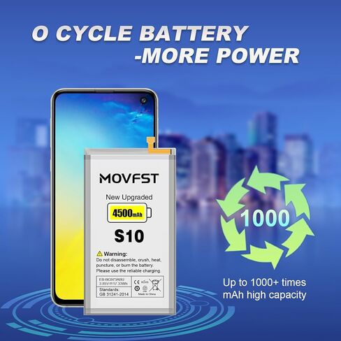 Replacement Battery for Samsung Galaxy S10,4500mAh High Capacity Battery Fit for Samsung Galaxy S10 Model SM-G973F/U/W/X/N/U1, SM-G9730, SCV41, SM-G973C with Repair Tool Kits,EB-BG973ABU in Kuwait